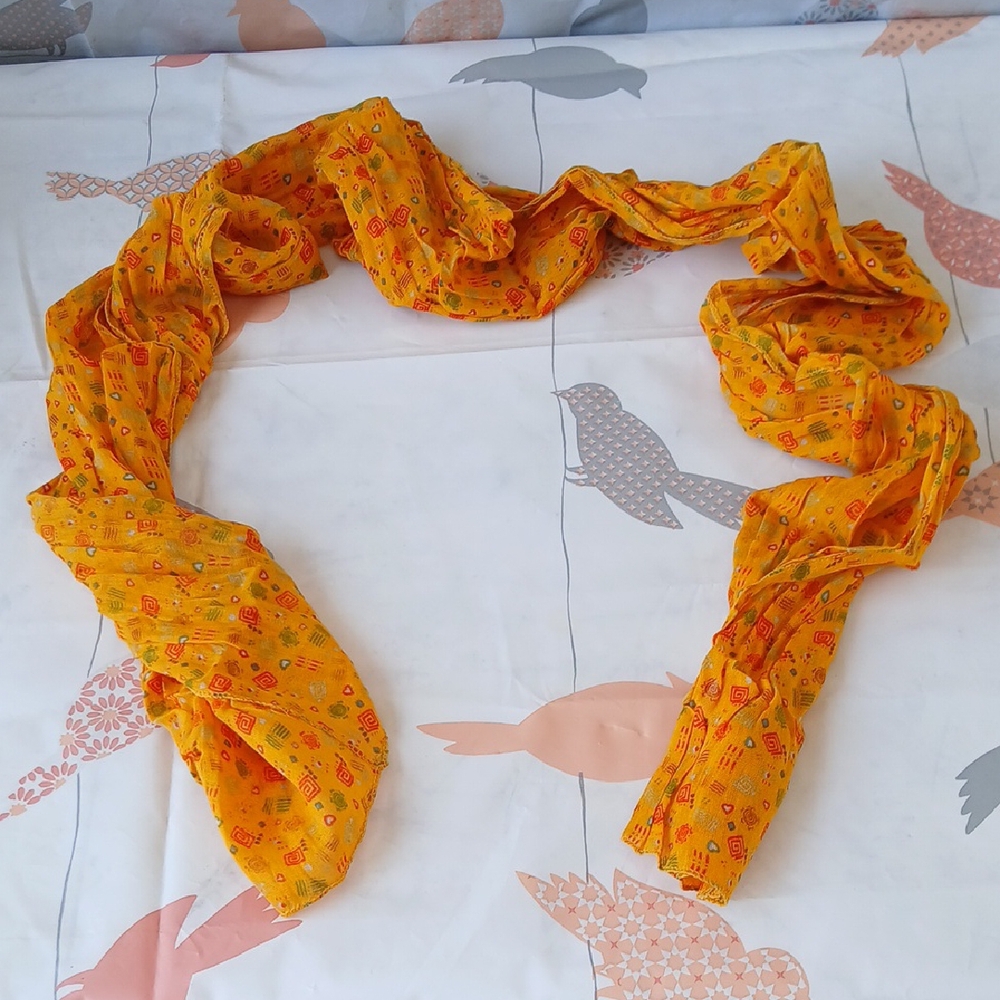 Vibrant Yellow Patterned Scarf